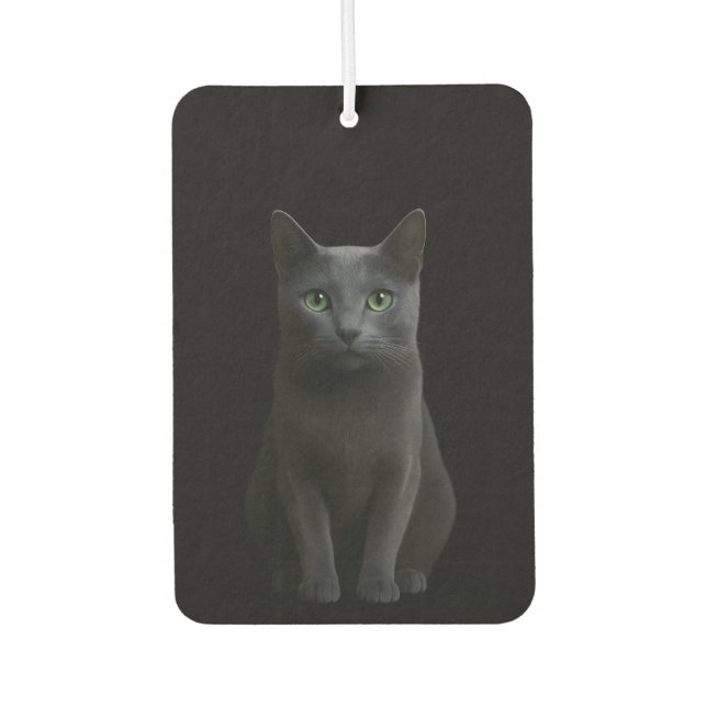 Black 4 Luxe Car Air Fresheners, Russian Blue Cat Autolufterfrischer (Vorderseite)