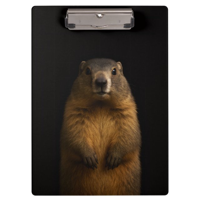 Black 4 Luxe Clipboard, Fluffy Marmot Klemmbrett (Vorderseite)