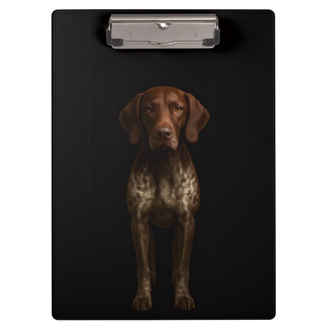 Black 4 Luxe Clipboard, German Pointer Dog Klemmbrett (Vorderseite)