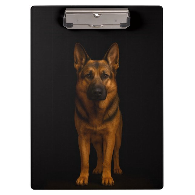 Black 4 Luxe Clipboard, German Shepherd Dog Klemmbrett (Vorderseite)