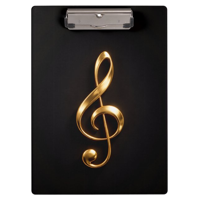 Black 4 Luxe Clipboard, Golden Treble Clef Klemmbrett (Vorderseite)