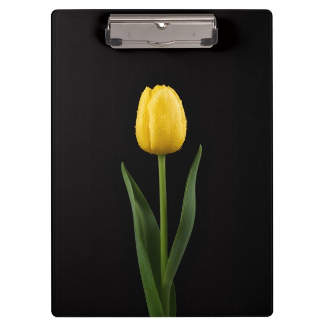 Black 4 Luxe Clipboard, Golden Yellow Tulip Klemmbrett (Vorderseite)