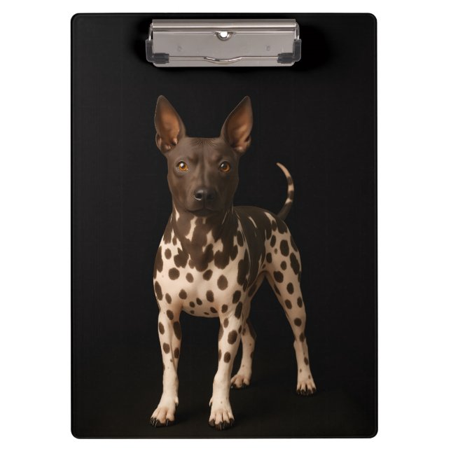 Black 4 Luxe Clipboard, Hairless Terrier Dog Klemmbrett (Vorderseite)