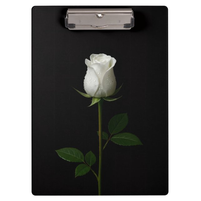 Black 4 Luxe Clipboard, Pure White Rose Klemmbrett (Vorderseite)