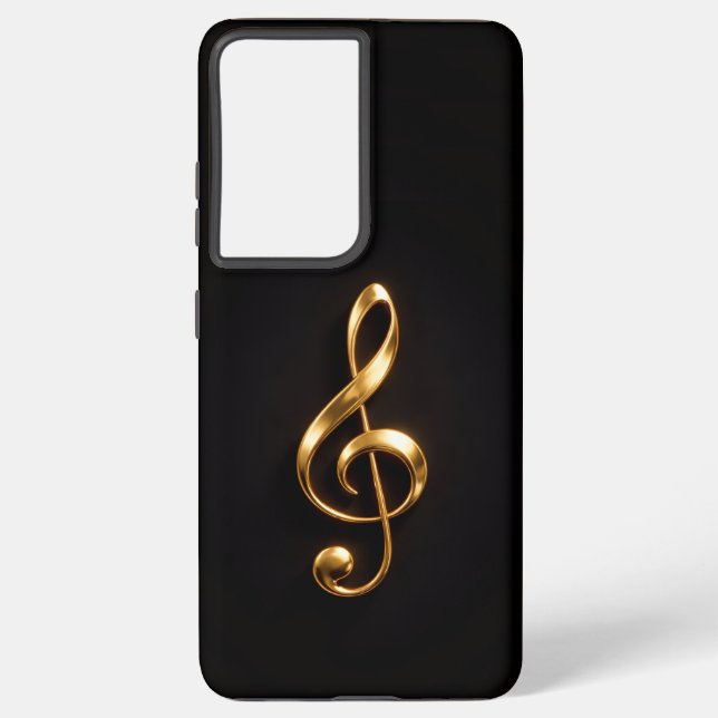Black 4 Luxe Galaxy S21 Plus, Golden Treble Clef Samsung Galaxy Hülle (Rückseite)