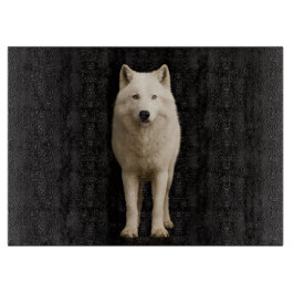 Black 4 Luxe Glass board Ivory Arctic Wolf Schneidebrett