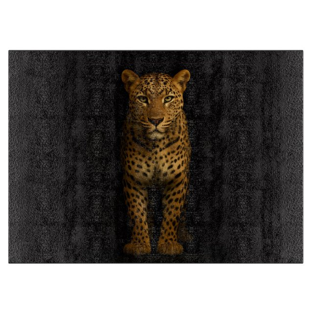 Black 4 Luxe Glass board Majestic Leopard Schneidebrett (Vorderseite)