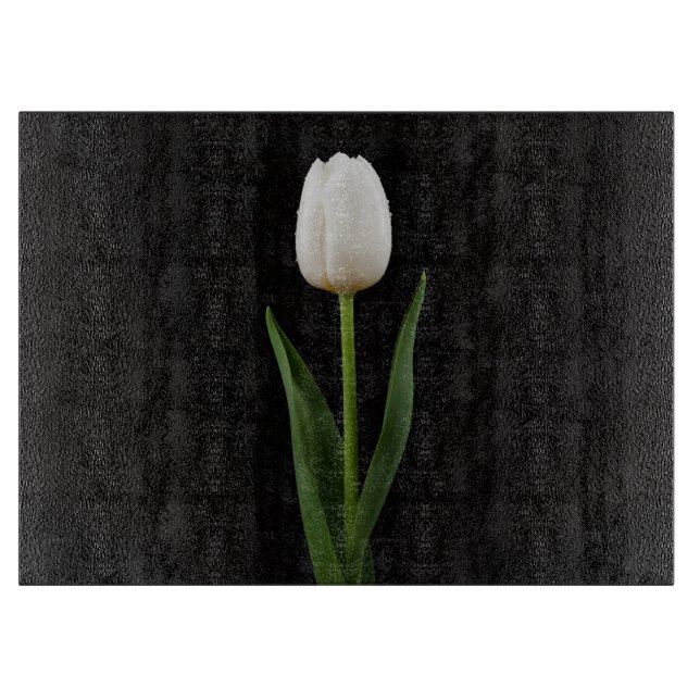 Black 4 Luxe Glass board Pearl White Tulip Schneidebrett (Vorderseite)