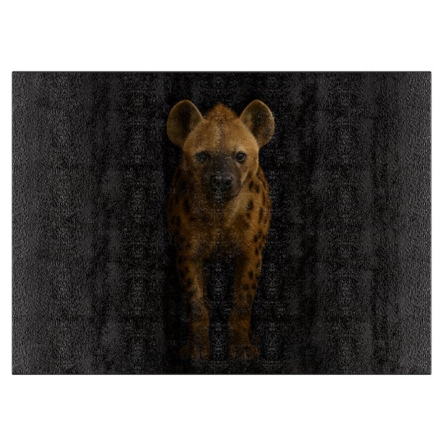 Black 4 Luxe Glass board Wild Spotted Hyena Schneidebrett (Vorderseite)