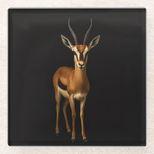 Black 4 Luxe Glass coaster, Elegant Gazella Glasuntersetzer (Vorderseite)