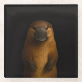 Black 4 Luxe Glass coaster, Elegant Platypus Glasuntersetzer