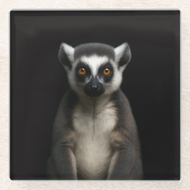 Black 4 Luxe Glass coaster, Gentle Lemur Glasuntersetzer (Vorderseite)