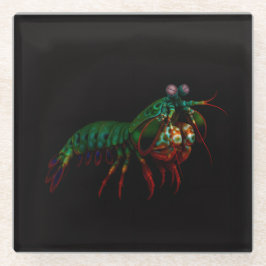Black 4 Luxe Glass coaster, Mantis Shrimp Glasuntersetzer