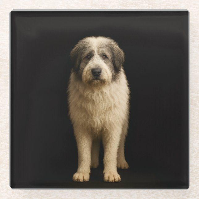 Black 4 Luxe Glass coaster, Mioritic Shepherd Glasuntersetzer (Vorderseite)