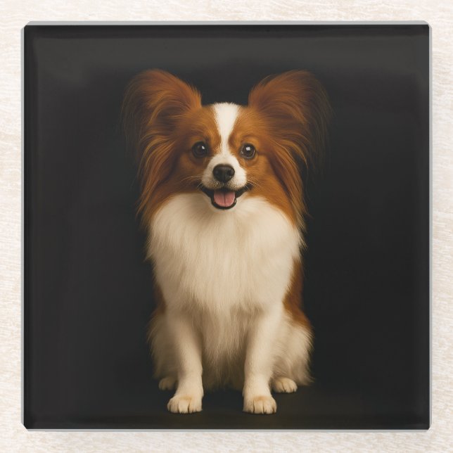 Black 4 Luxe Glass coaster, Refined Papillon Glasuntersetzer (Vorderseite)