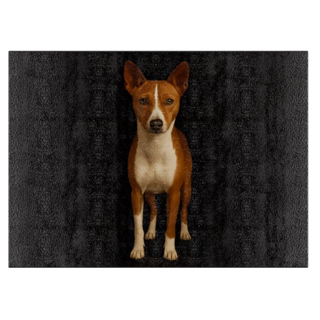 Black 4 Luxe Glass cutting board Classy Basenji Schneidebrett (Vorderseite)