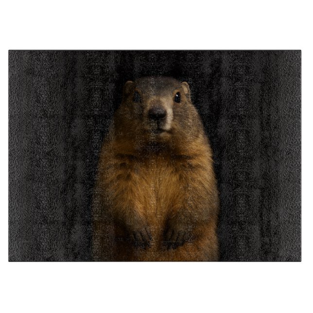 Black 4 Luxe Glass cutting board Fluffy Marmot Schneidebrett (Vorderseite)