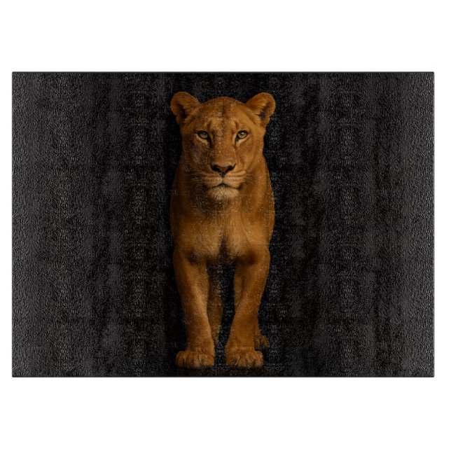 Black 4 Luxe Glass cutting board Noble Lioness Schneidebrett (Vorderseite)