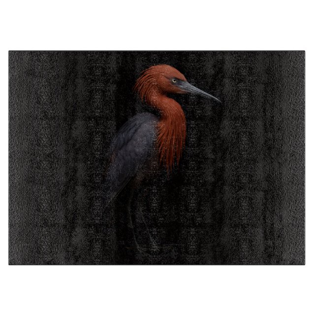 Black 4 Luxe Glass cutting board Reddish Egret Schneidebrett (Vorderseite)