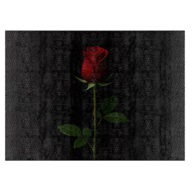 Black 4 Luxe Glass cutting board Velvet Red Rose Schneidebrett (Vorderseite)