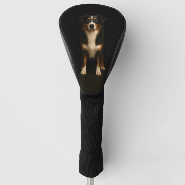 Black 4 Luxe Golf Driver Cover, Aussie Shepherd Headcover (Vorderseite)