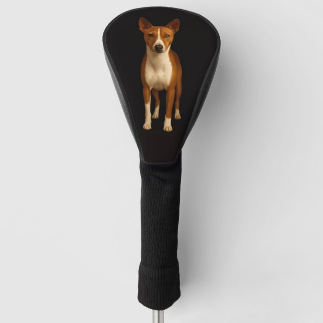 Black 4 Luxe Golf Driver Cover, Classy Basenji Dog Headcover (Vorderseite)