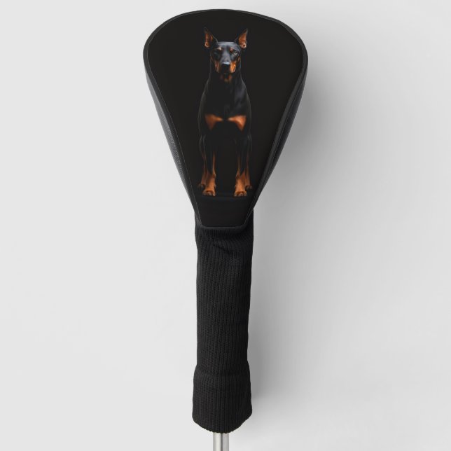 Black 4 Luxe Golf Driver Cover, Guardian Doberman Headcover (Vorderseite)