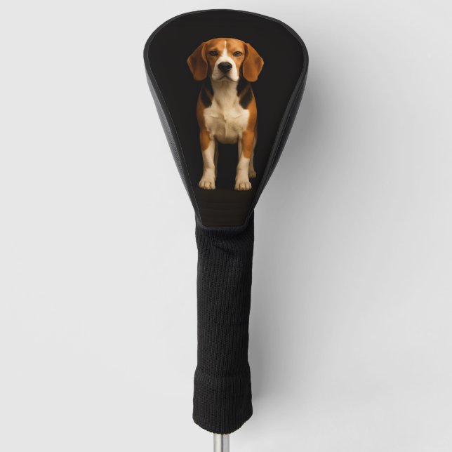 Black 4 Luxe Golf Driver Cover, Kind Beagle Headcover (Vorderseite)