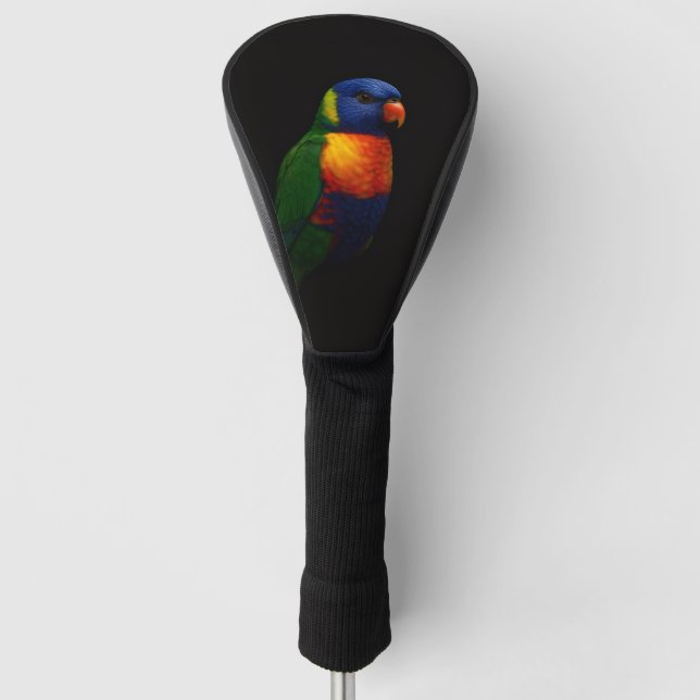 Black 4 Luxe Golf Driver Cover, Lorikeet Parrot Golf Headcover (Vorderseite)