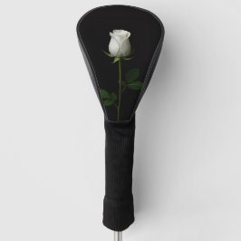 Black 4 Luxe Golf Driver Cover, Pure White Rose Golf Headcover