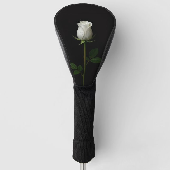 Black 4 Luxe Golf Driver Cover, Pure White Rose Golf Headcover (Vorderseite)
