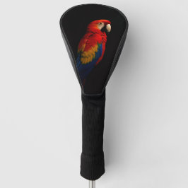 Black 4 Luxe Golf Driver Cover, Scarlet Parrot Headcover