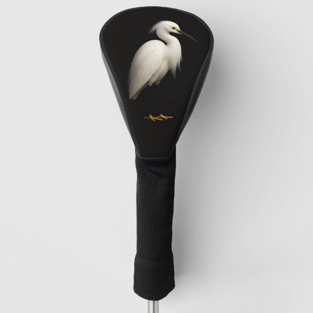 Black 4 Luxe Golf Driver Cover, Snowy Egret Headcover (Vorderseite)