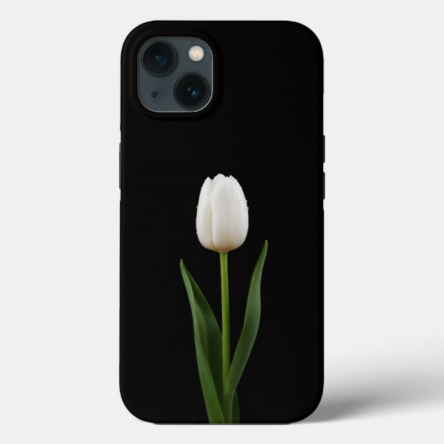 Black 4 Luxe iPhone 13, Pearl White Tulip Case-Mate iPhone Hülle (Rückseite)