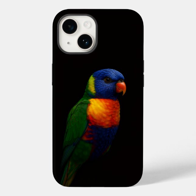 Black 4 Luxe iPhone 14 Case-Mate, Lorikeet Parrot Case-Mate iPhone Hülle (Rückseite)