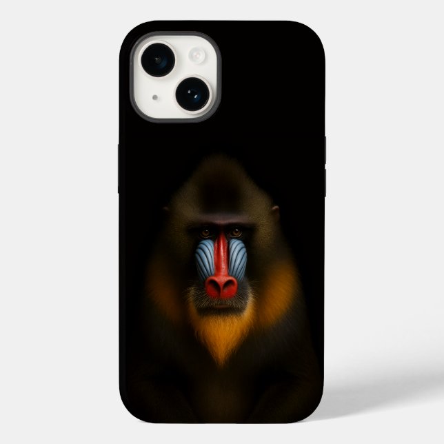 Black 4 Luxe iPhone 14 Case-Mate, Mandrill Monkey Case-Mate iPhone Hülle (Rückseite)
