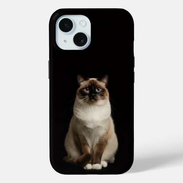 Black 4 Luxe iPhone 15 Case, Birmanese Cat Case-Mate iPhone Hülle (Rückseite)