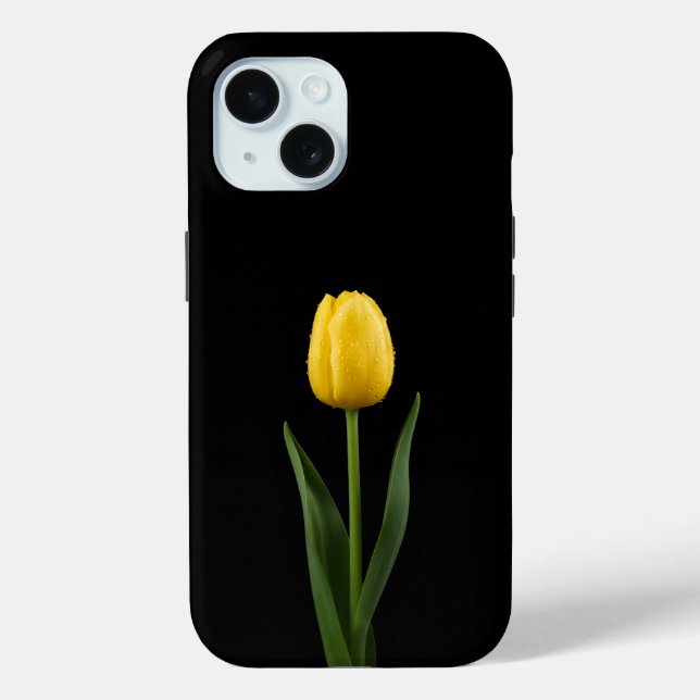 Black 4 Luxe iPhone 15 Case, Golden Yellow Tulip Case-Mate iPhone Hülle (Rückseite)