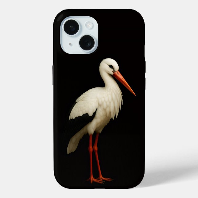 Black 4 Luxe iPhone 15 Case, Graceful Stork Case-Mate iPhone Hülle (Rückseite)