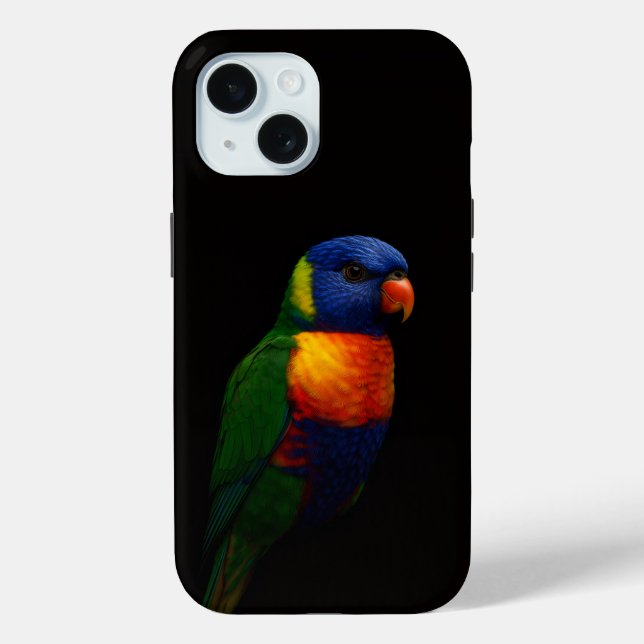 Black 4 Luxe iPhone 15 Case-Mate, Lorikeet Parrot Case-Mate iPhone Hülle (Rückseite)