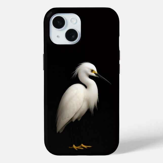 Black 4 Luxe iPhone 15 Case-Mate, Snowy Egret Case-Mate iPhone Hülle (Rückseite)