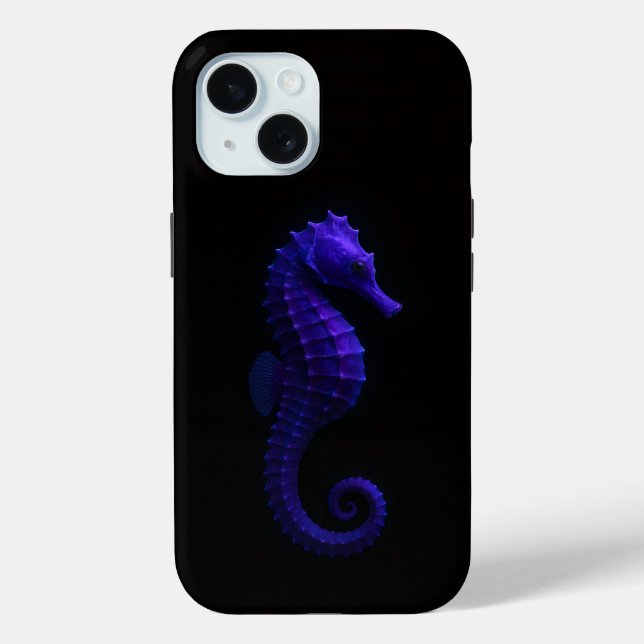 Black 4 Luxe iPhone 15 Case-Mate, Violet Seahorse Case-Mate iPhone Hülle (Rückseite)