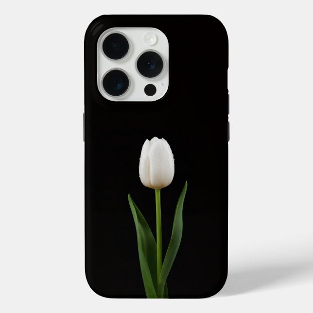 Black 4 Luxe iPhone 15 Pro Mate Pearl White Tulip Case-Mate iPhone Hülle (Rückseite)