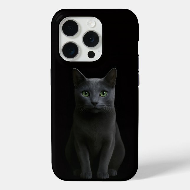 Black 4 Luxe iPhone 15 Pro Mate, Russian Blue Cat Case-Mate iPhone Hülle (Rückseite)