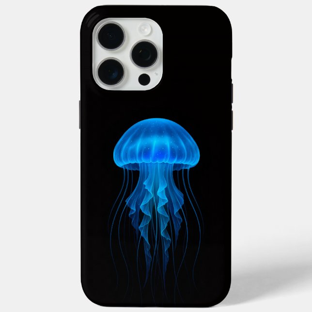 Black 4 Luxe iPhone 15 Pro Max, Blue Jellyfish Case-Mate iPhone Hülle (Rückseite)
