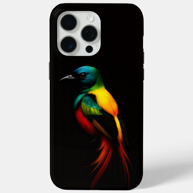 Black 4 Luxe iPhone 15 Pro Max Case, Rainbow Bird Case-Mate iPhone Hülle (Rückseite)