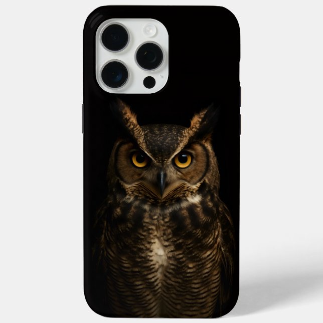 Black 4 Luxe iPhone 15 Pro Max, Golden Eye Owl Case-Mate iPhone Hülle (Rückseite)