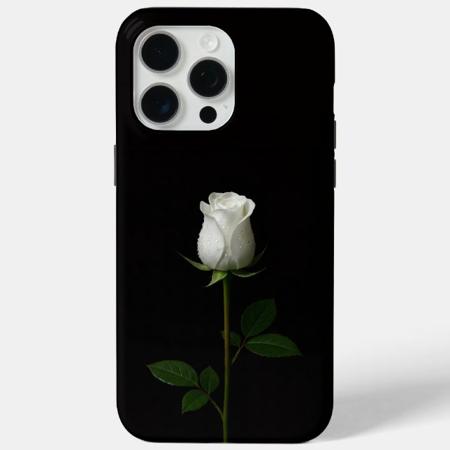 Black 4 Luxe iPhone 15 Pro Max, Pure White Rose Case-Mate iPhone Hülle (Rückseite)