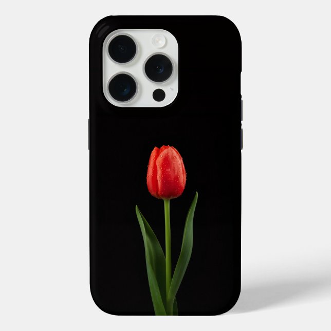 Black 4 Luxe iPhone 15 Pro Ruby Red Tulip Case-Mate iPhone Hülle (Rückseite)