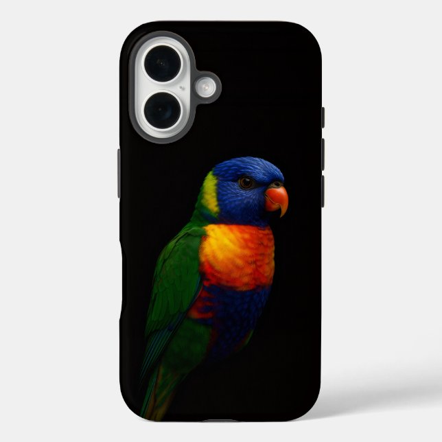 Black 4 Luxe iPhone 16 Case-Mate, Lorikeet Parrot Case-Mate iPhone Hülle (Rückseite)